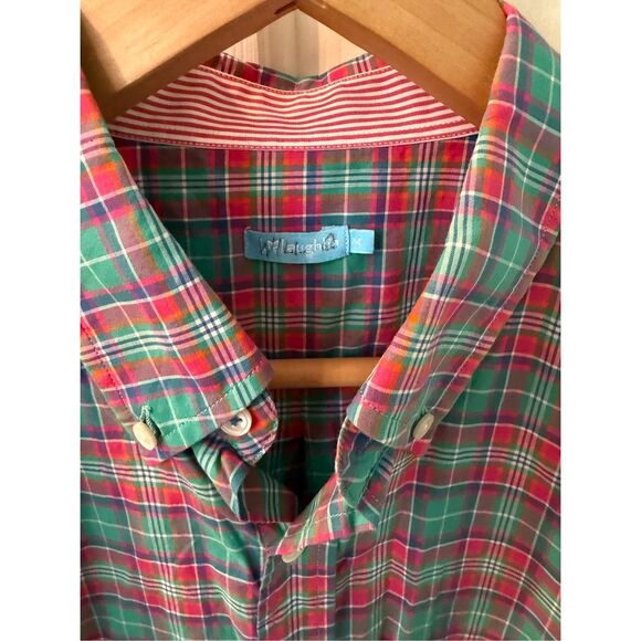J. McLaughlin Mens Green Pink Blue Button Down Shirt sz M EUC - Picture 2 of 7